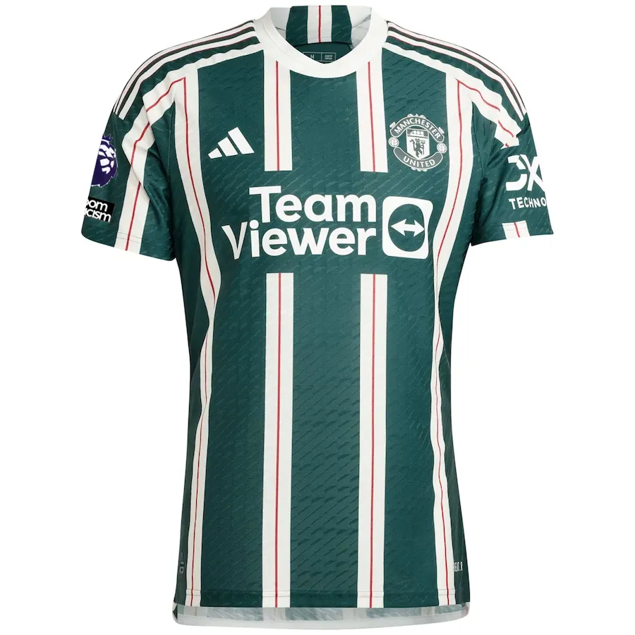 adidas Manchester United Authentic Casemiro Away Jersey w/ EPL   No Room For Racism Patches 23/24 (Green Night/Core White/Active Maroon)