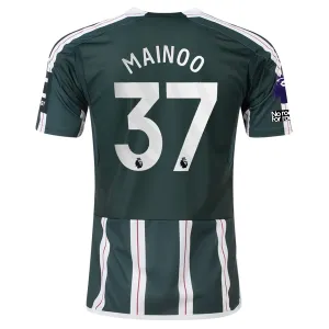 adidas Manchester United Kobbie Mainoo Away Jersey w/ EPL   No Room For Racism Patches 23/24 (Green Night/Core White)