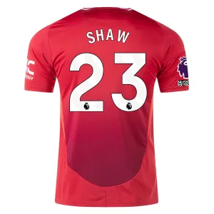 adidas Manchester United Luke Shaw Home Jersey w/ EPL   No Room For Racism 24/25 (MUFC Red)