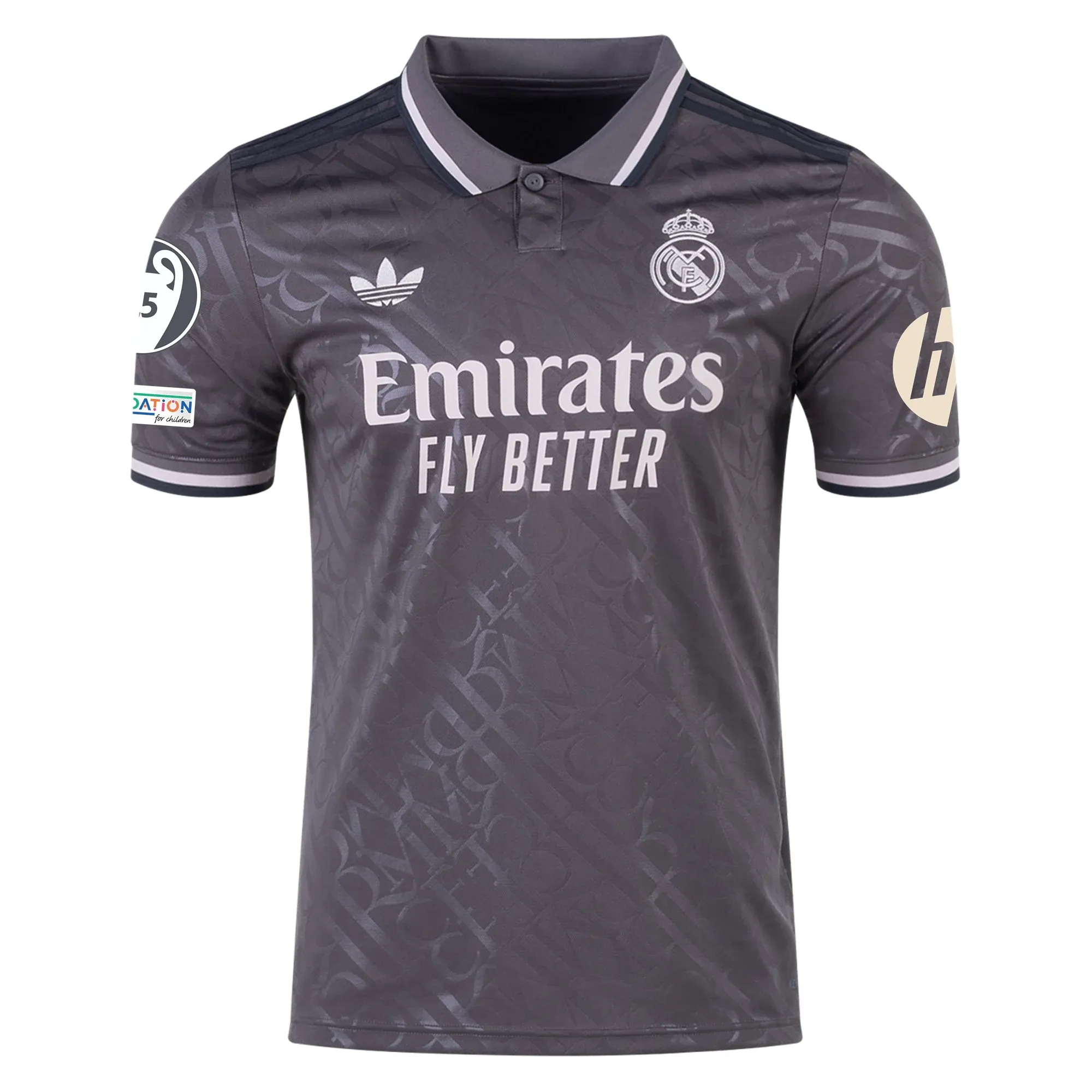 adidas Real Madrid Endrick Third Jersey w/ Champions League Patches   HP Sponsor 24/25 (Charcoal)