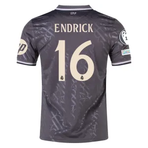 adidas Real Madrid Endrick Third Jersey w/ Champions League Patches   HP Sponsor 24/25 (Charcoal)