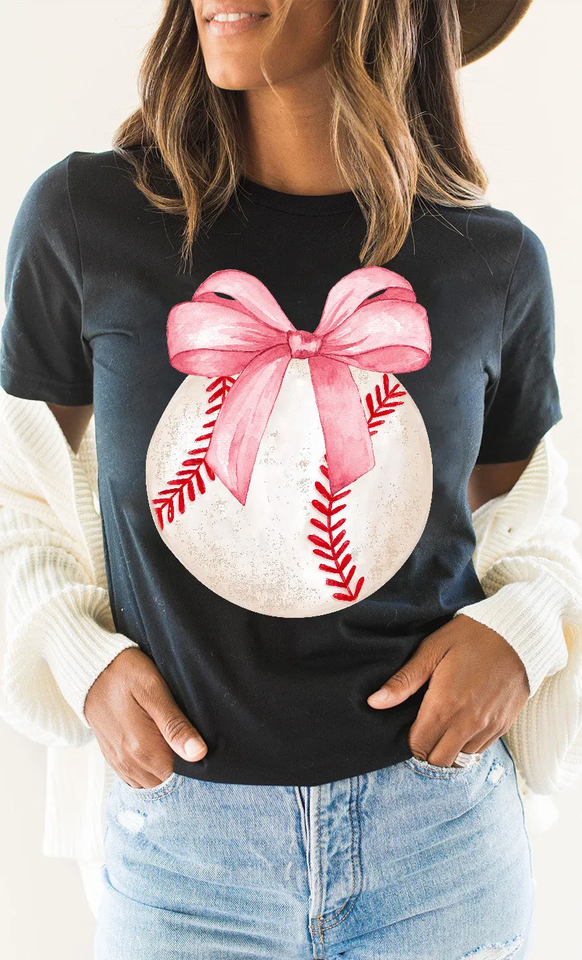 Baseball Tshirt Coquette Baseball Tee Baseball &amp; Bow T-Shirt