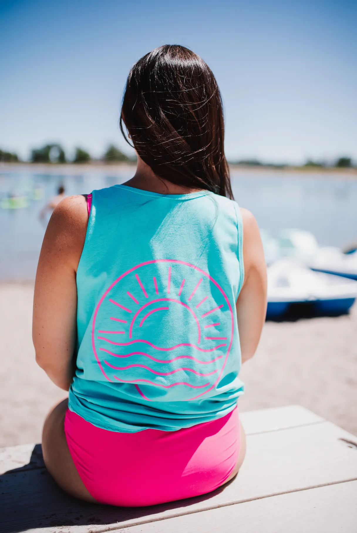 BEACH BUM DESIGN FRONT / OCEAN SUNSET BACK  - Unisex Jersey Tank