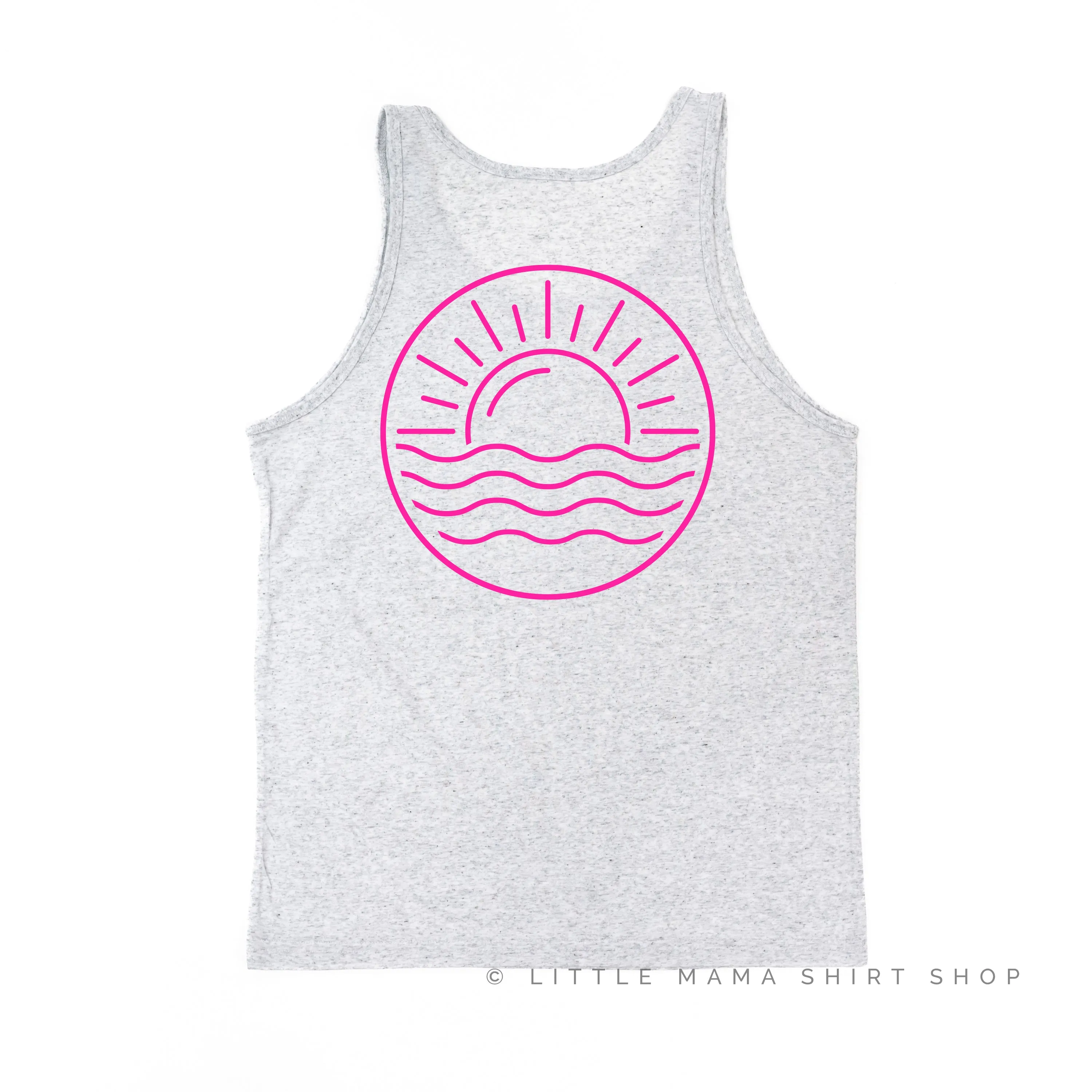 BEACH BUM DESIGN FRONT / OCEAN SUNSET BACK  - Unisex Jersey Tank
