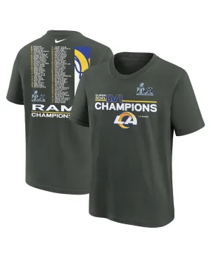 Big Boys Los Angeles Rams Super Bowl LVI Champions Roster Nike Anthracite T-Shirt