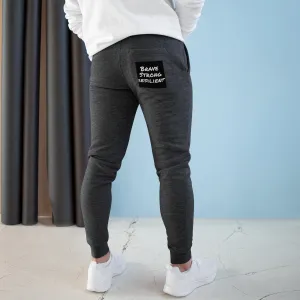 Brave, Strong ,Resilient, Black and White Premium Fleece Joggers