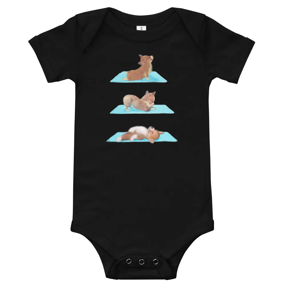 Corgi yoga baby clothes - romper