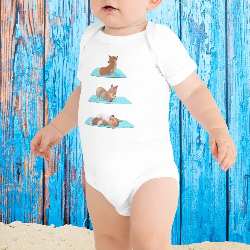 Corgi yoga baby clothes - romper