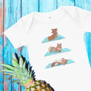 Corgi yoga baby clothes - romper