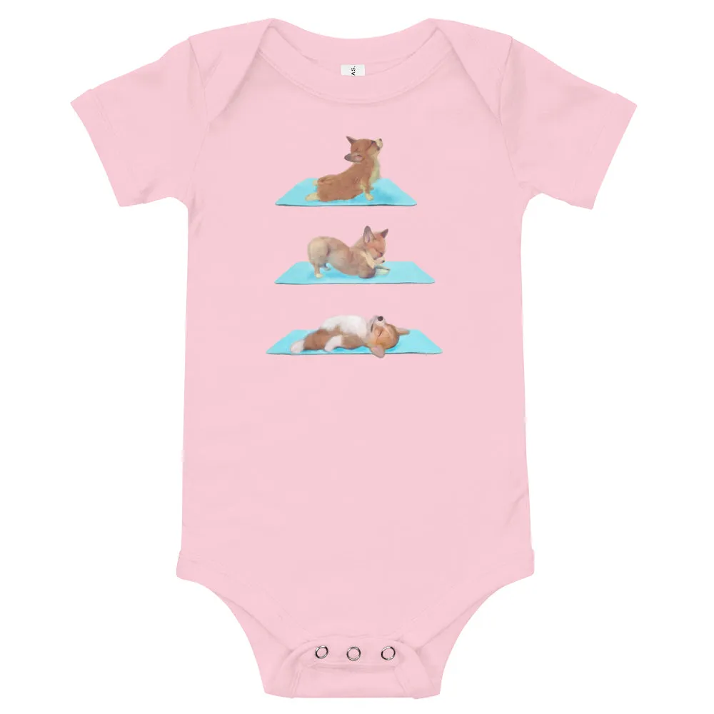Corgi yoga baby clothes - romper