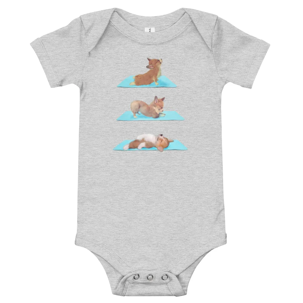 Corgi yoga baby clothes - romper
