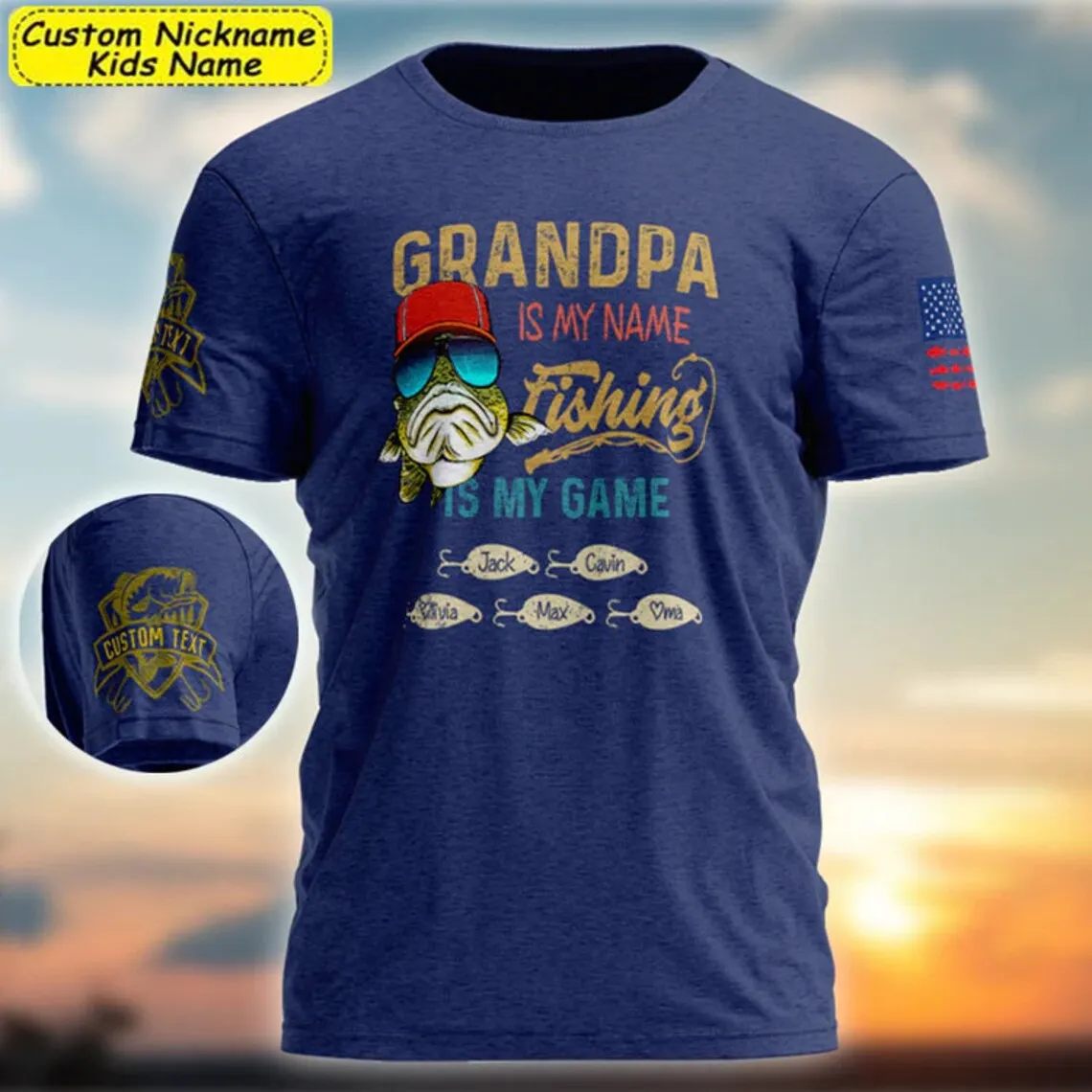 Custom Grandpa Fishing Shirt, Custom Papa Fishing with kids name Shirt, Custom Grandpa Shirt, Fathers Day Gifts, Grandpa Shirt with names
