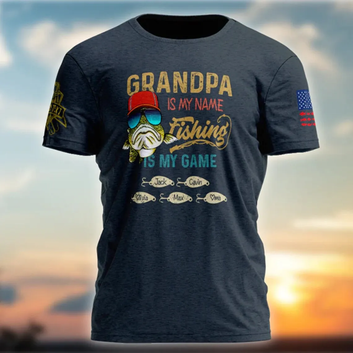 Custom Grandpa Fishing Shirt, Custom Papa Fishing with kids name Shirt, Custom Grandpa Shirt, Fathers Day Gifts, Grandpa Shirt with names