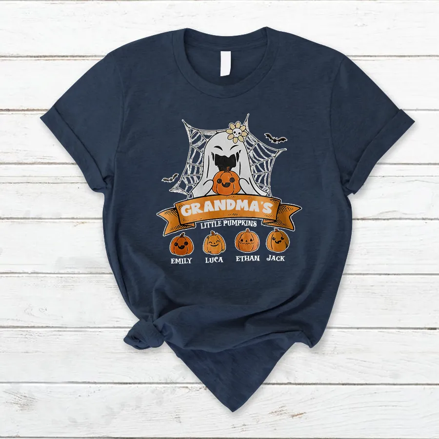 Customized Grandma Little Pumpkins Autumn T-Shirt, Halloween T-Shirt