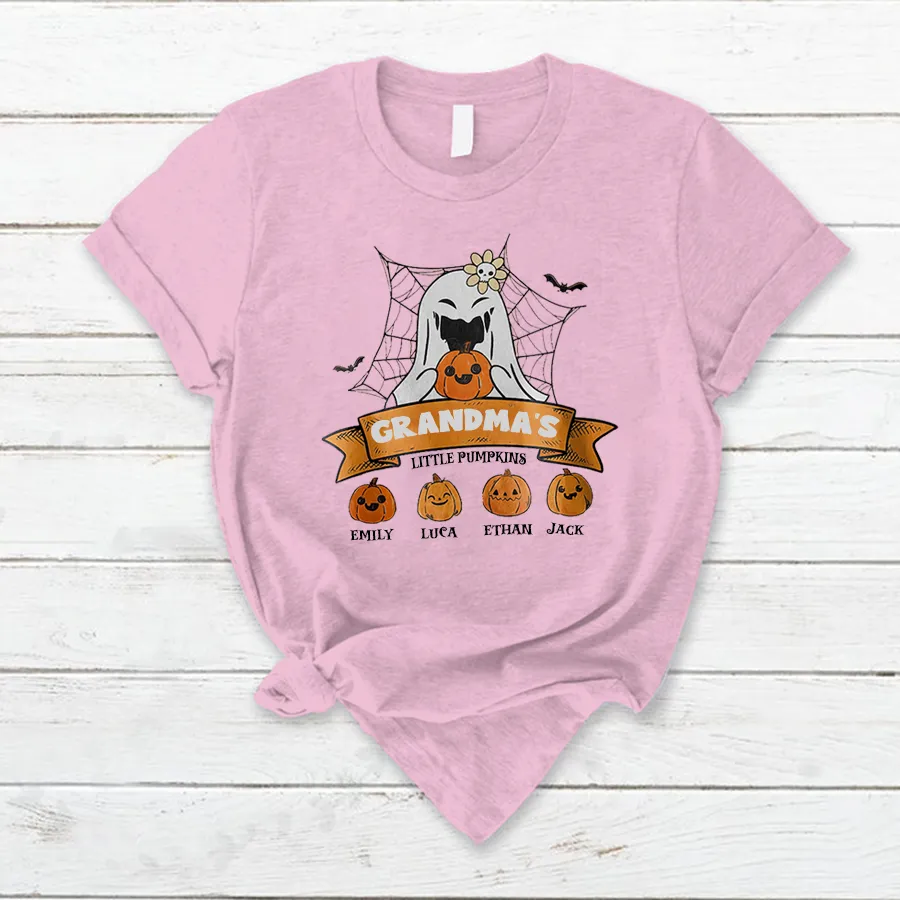 Customized Grandma Little Pumpkins Autumn T-Shirt, Halloween T-Shirt
