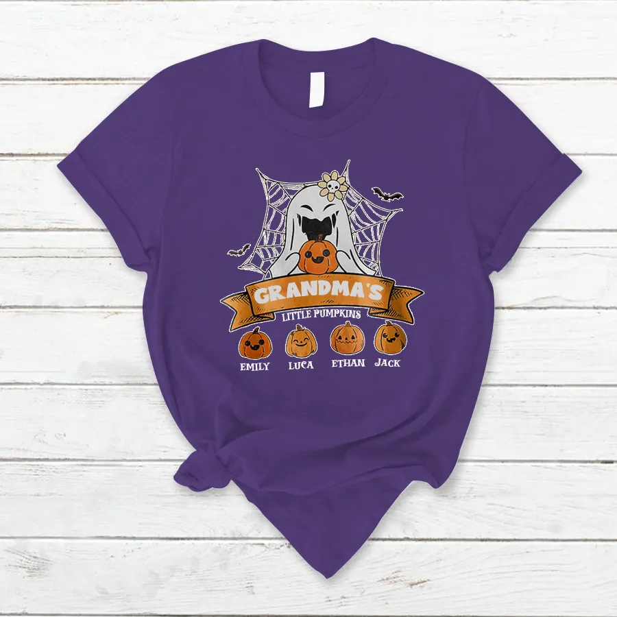 Customized Grandma Little Pumpkins Autumn T-Shirt, Halloween T-Shirt