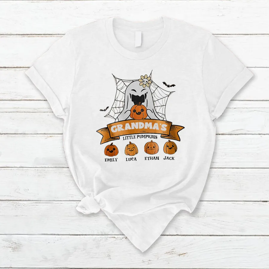 Customized Grandma Little Pumpkins Autumn T-Shirt, Halloween T-Shirt