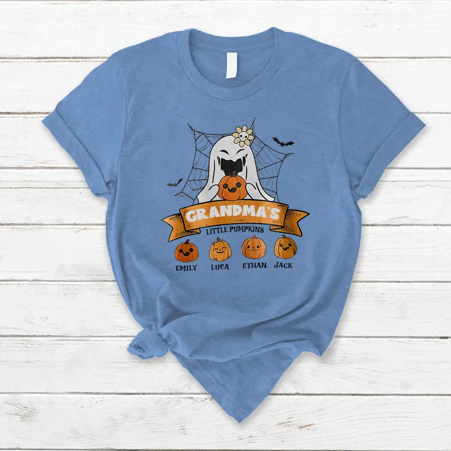 Customized Grandma Little Pumpkins Autumn T-Shirt, Halloween T-Shirt