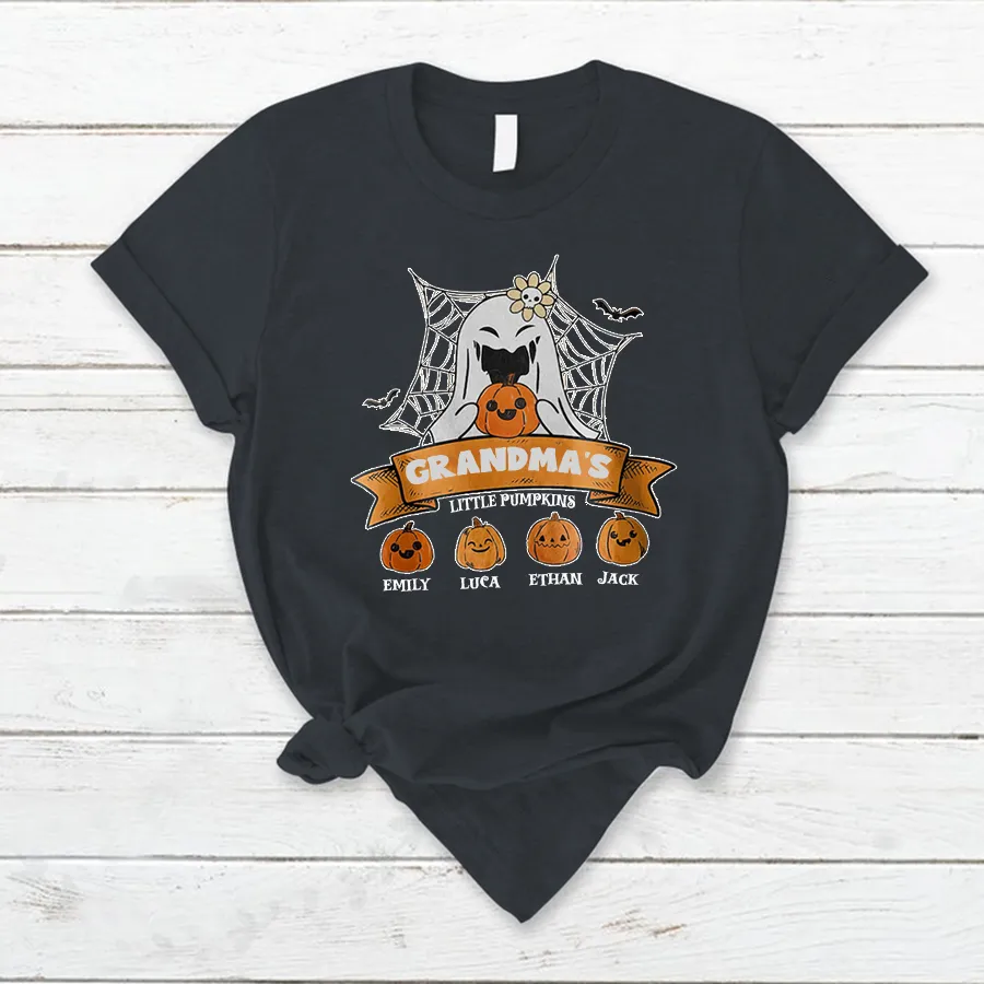 Customized Grandma Little Pumpkins Autumn T-Shirt, Halloween T-Shirt
