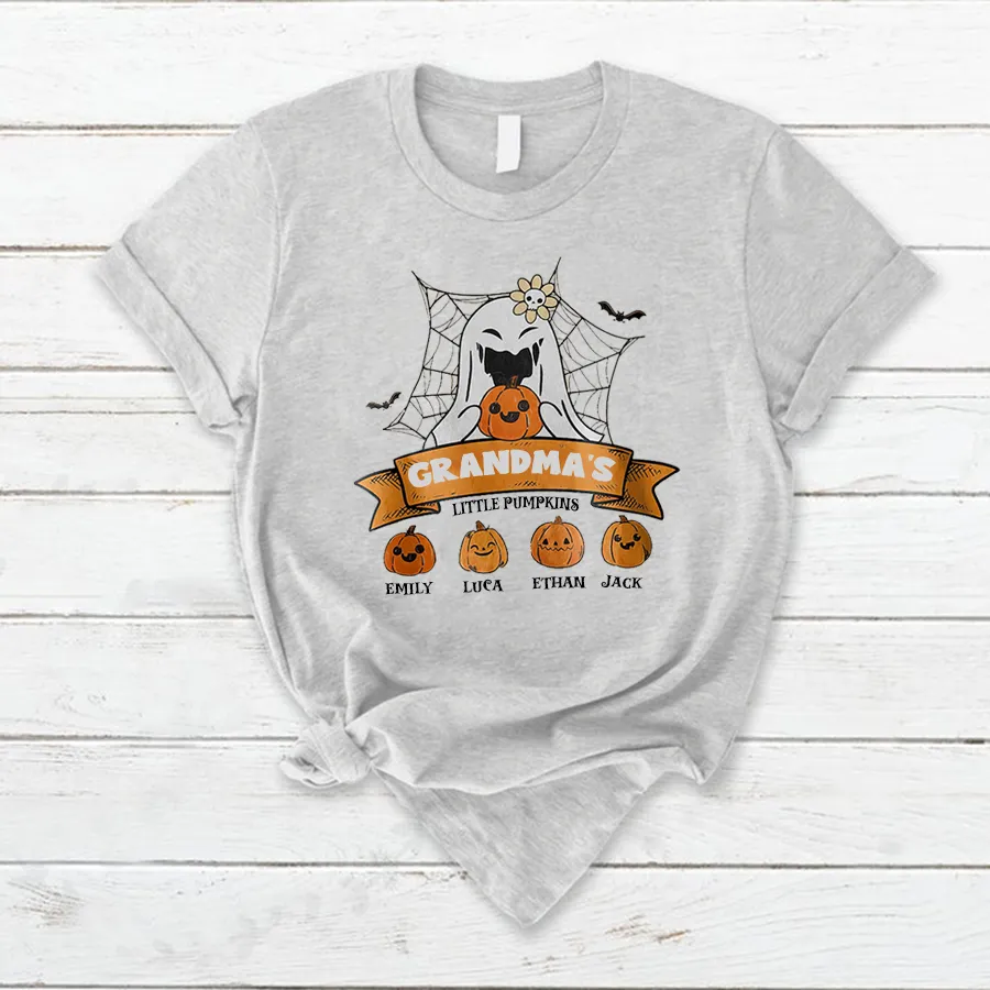 Customized Grandma Little Pumpkins Autumn T-Shirt, Halloween T-Shirt