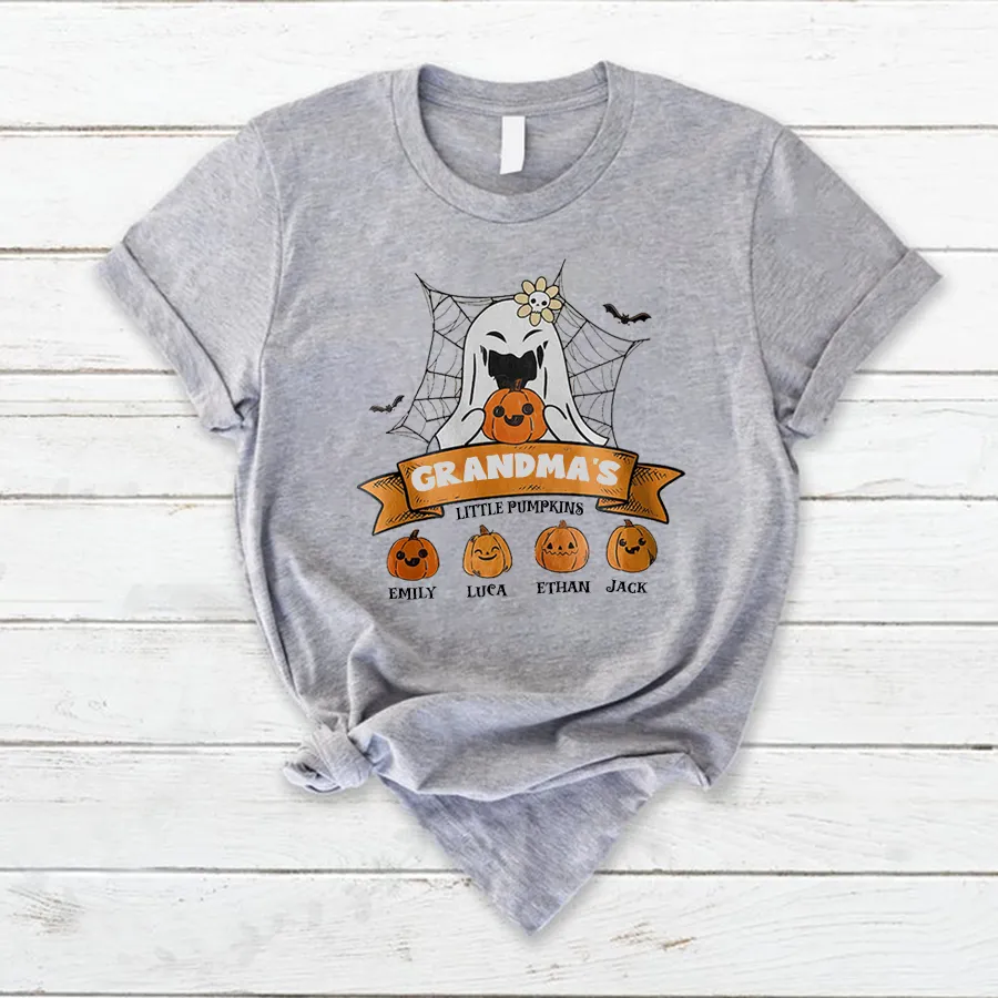 Customized Grandma Little Pumpkins Autumn T-Shirt, Halloween T-Shirt