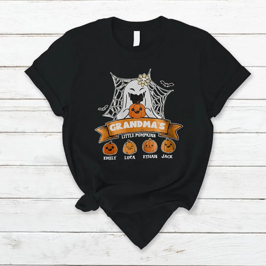 Customized Grandma Little Pumpkins Autumn T-Shirt, Halloween T-Shirt