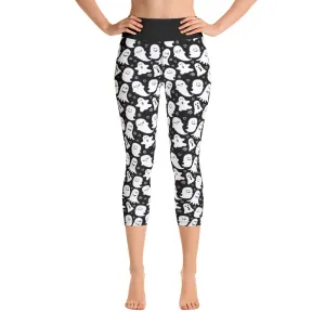 Cute Ghost Print Ladies Yoga Capri Leggings