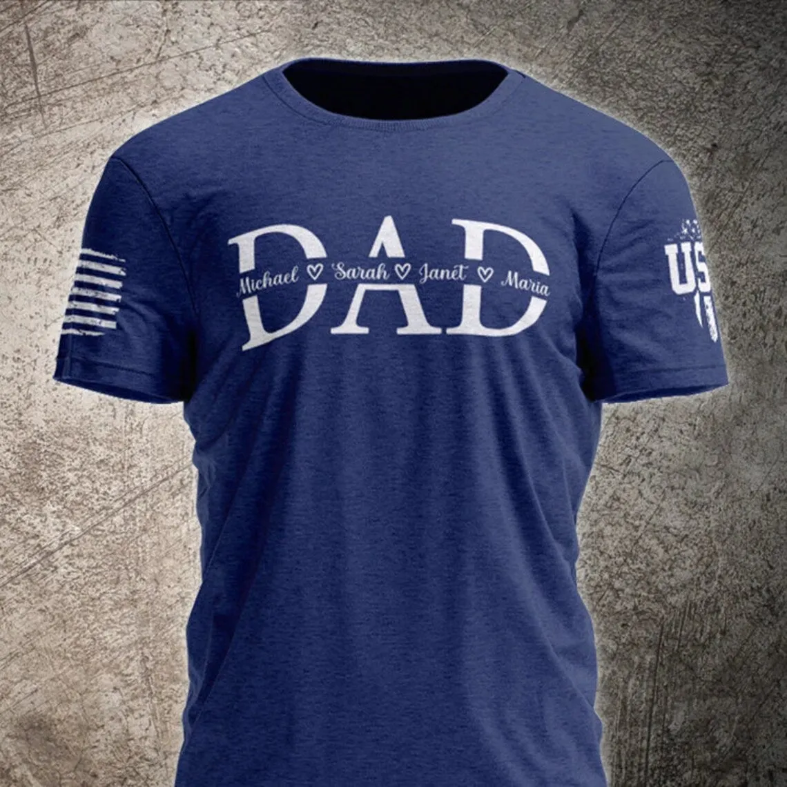 Dad with Kidnames Shirt, Printed on Sleeve Dad Grandpa Shirt, Custom Grandpa Shirt with Kidnames, Personalized Papa Shirt, Fathers Day Tee