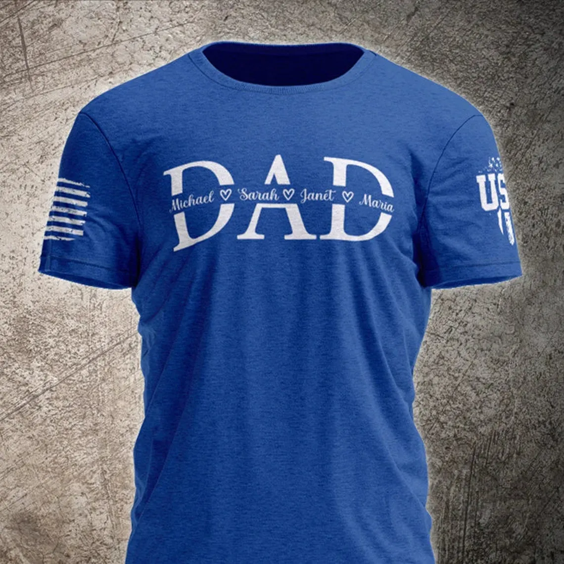 Dad with Kidnames Shirt, Printed on Sleeve Dad Grandpa Shirt, Custom Grandpa Shirt with Kidnames, Personalized Papa Shirt, Fathers Day Tee