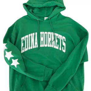 Edina Hornets Green Adult Hoody w stars on sleeve