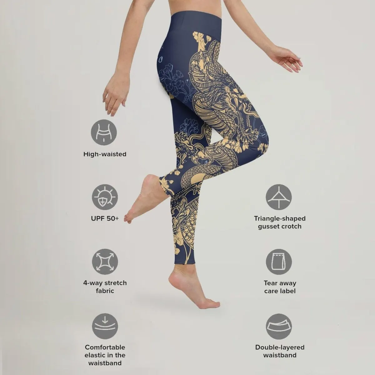 Flower Chinese Dragon Leggings