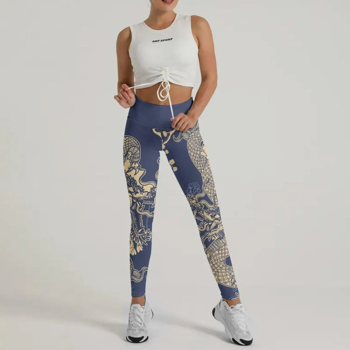 Flower Chinese Dragon Leggings