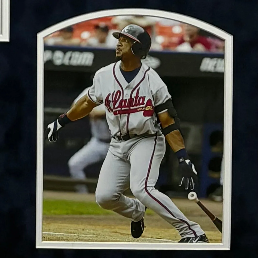 Gary Sheffield Signed Atlanta White Custom Suede Matte Framed Baseball Jersey