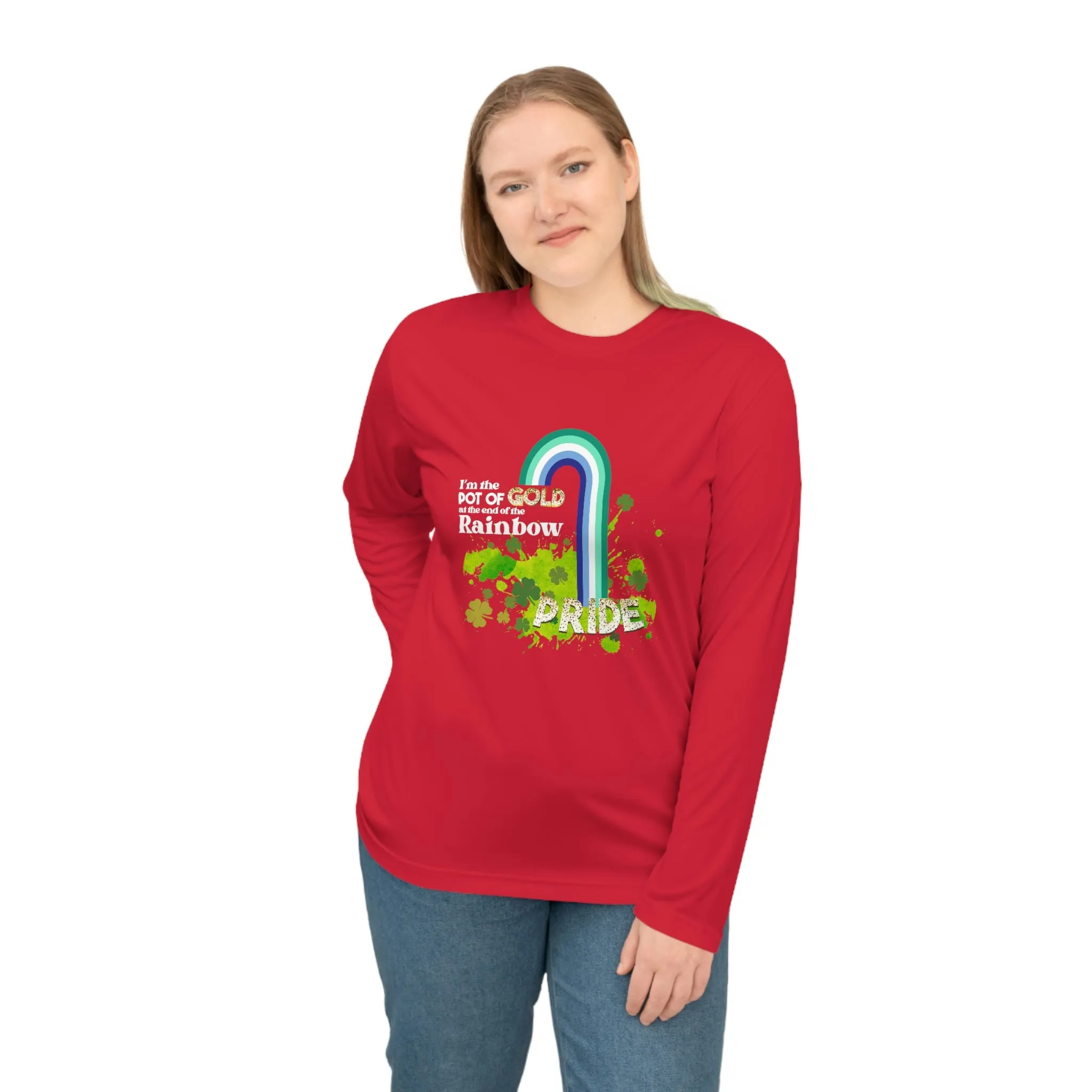 Gay Flag Unisex Performance Long Sleeve Shirt - Pot of Gold at the End of My Rainbow