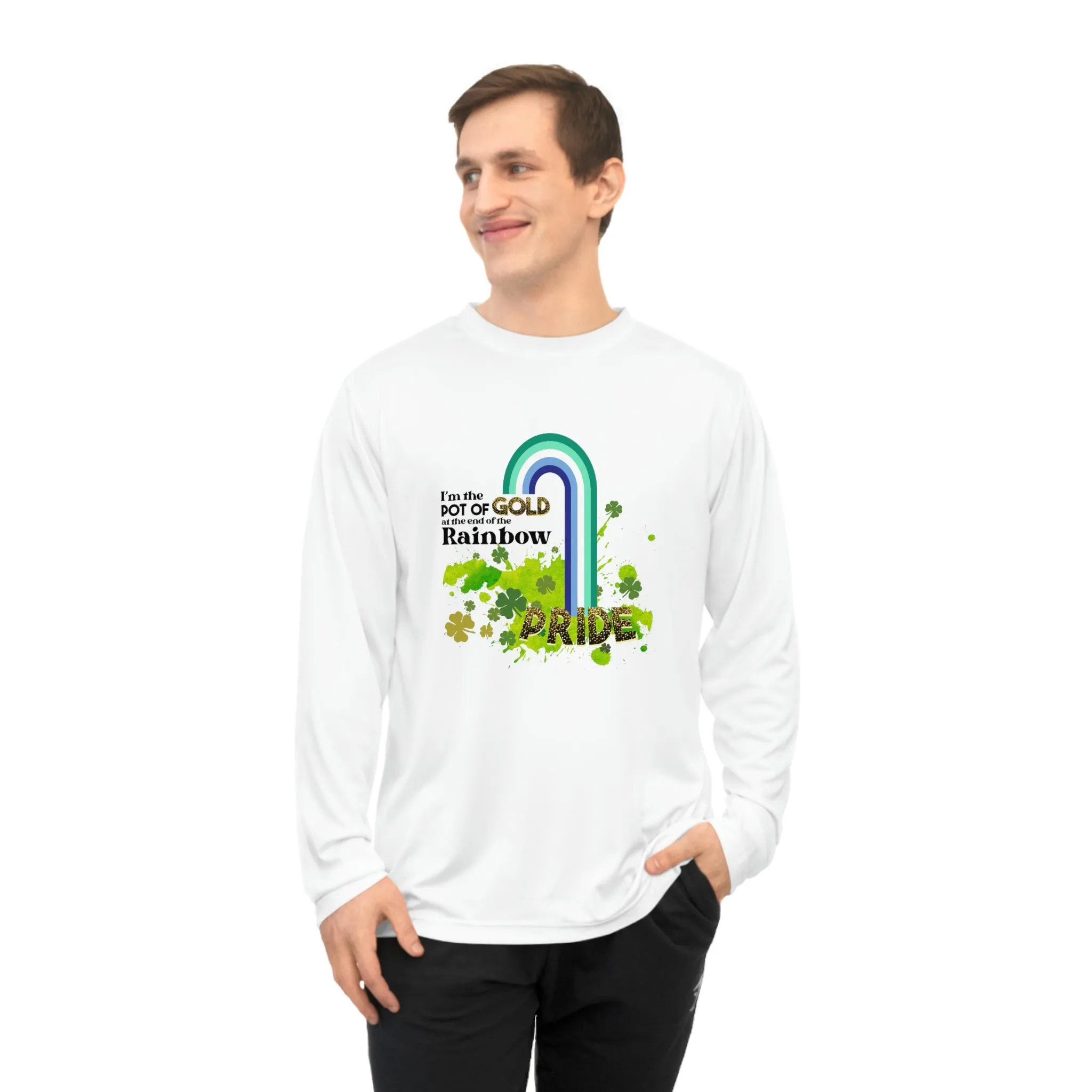 Gay Flag Unisex Performance Long Sleeve Shirt - Pot of Gold at the End of My Rainbow