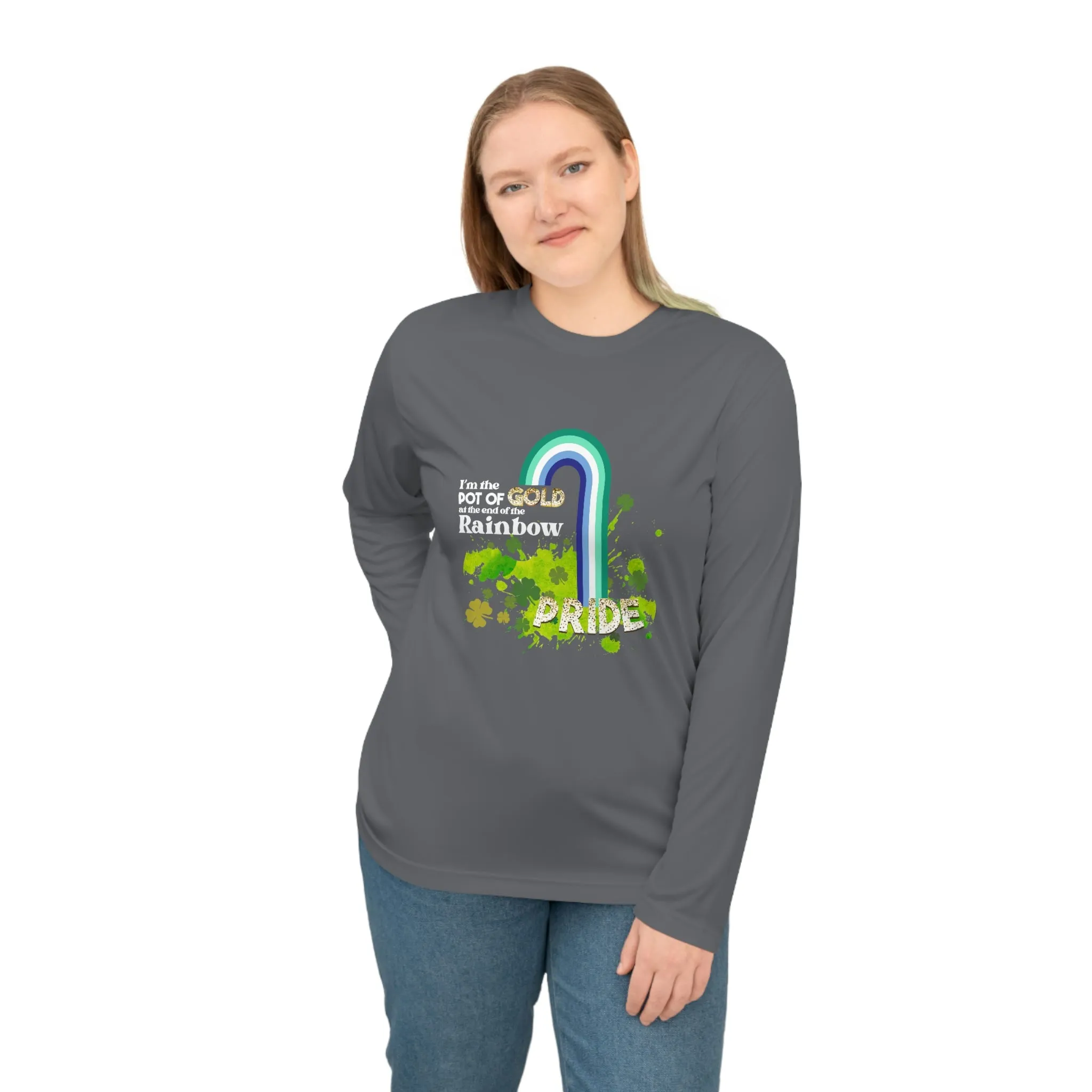 Gay Flag Unisex Performance Long Sleeve Shirt - Pot of Gold at the End of My Rainbow
