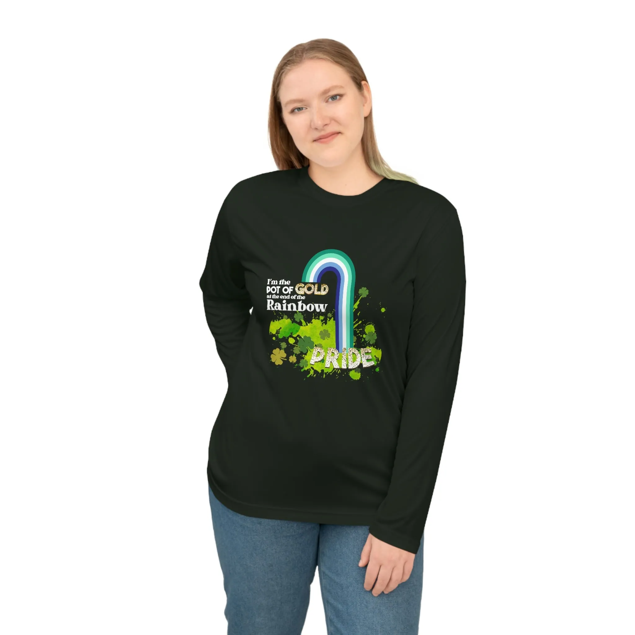 Gay Flag Unisex Performance Long Sleeve Shirt - Pot of Gold at the End of My Rainbow