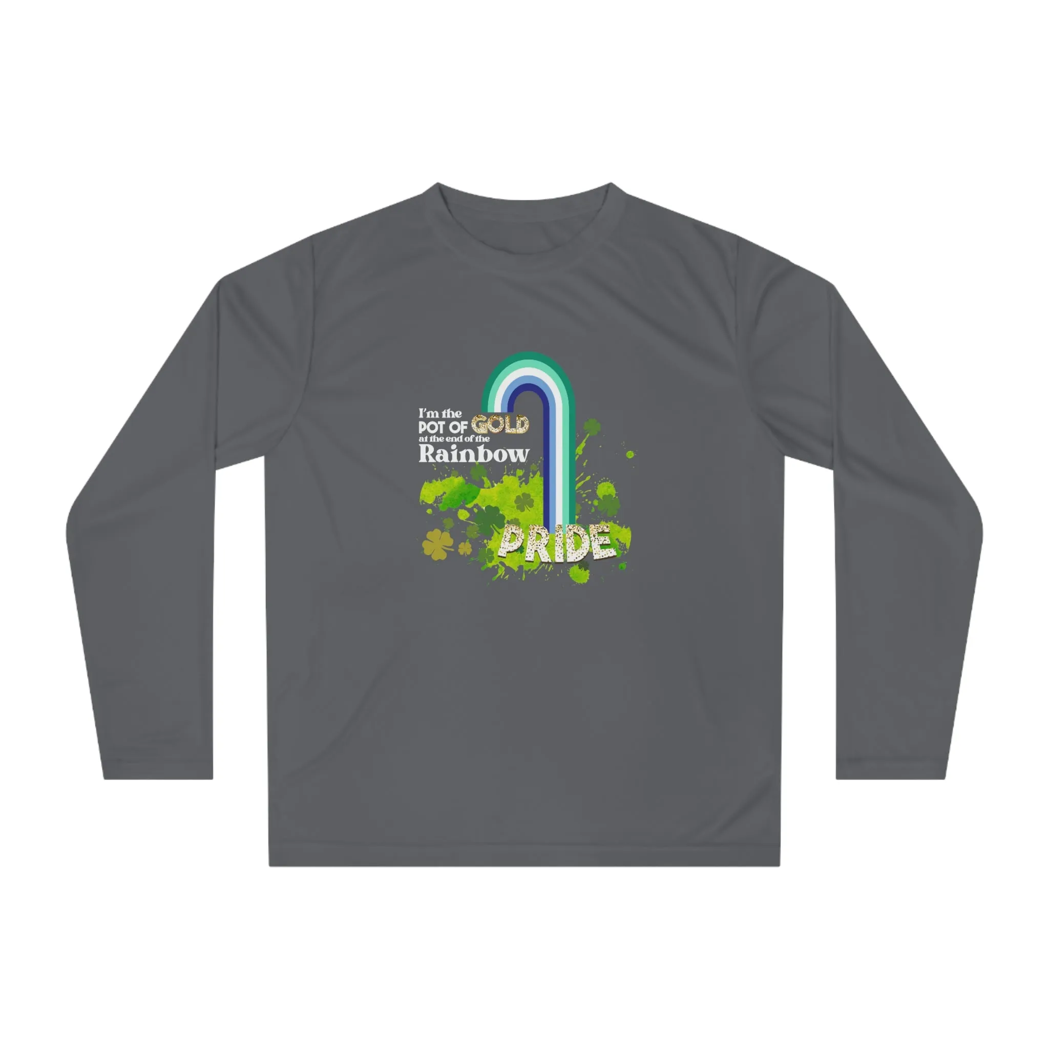 Gay Flag Unisex Performance Long Sleeve Shirt - Pot of Gold at the End of My Rainbow