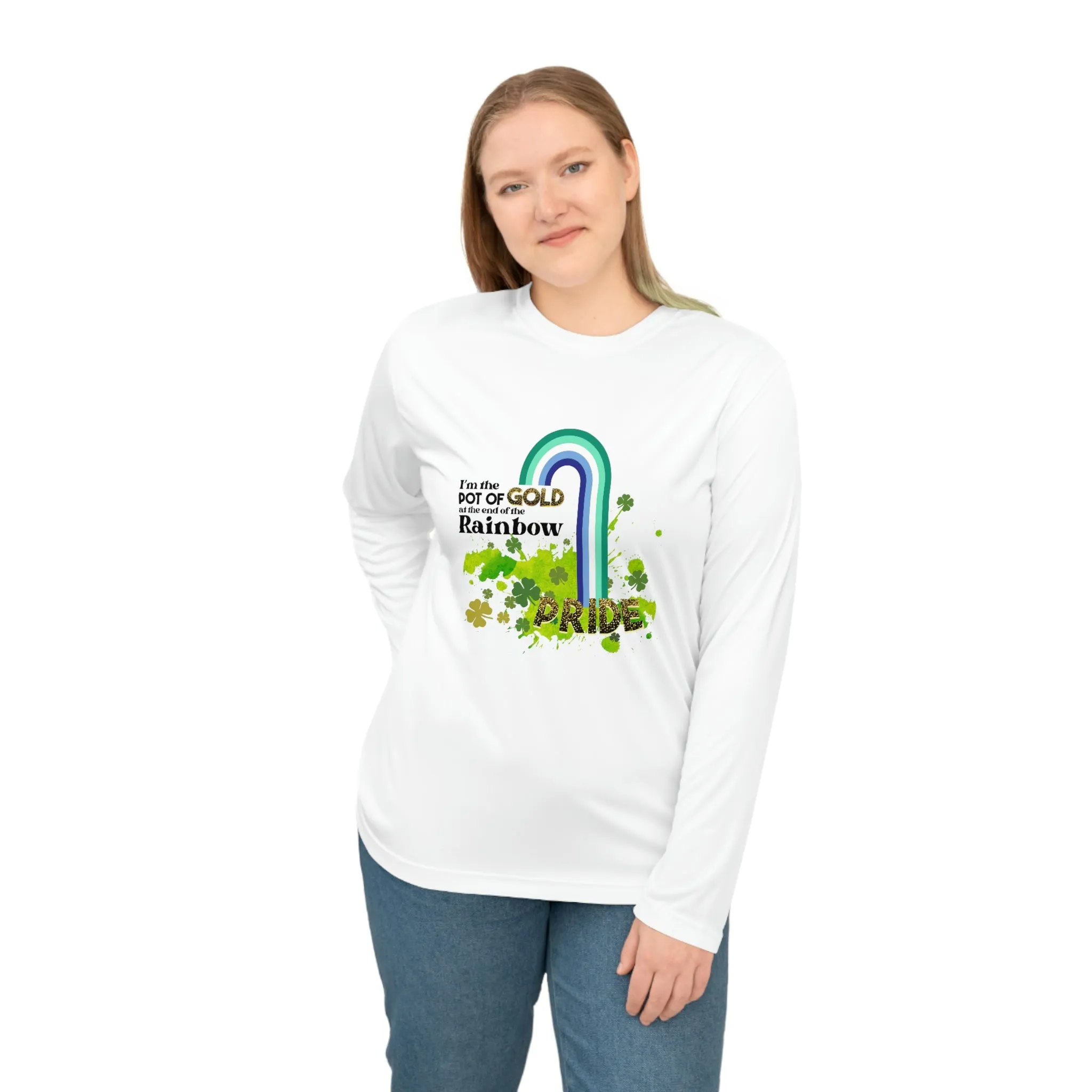 Gay Flag Unisex Performance Long Sleeve Shirt - Pot of Gold at the End of My Rainbow