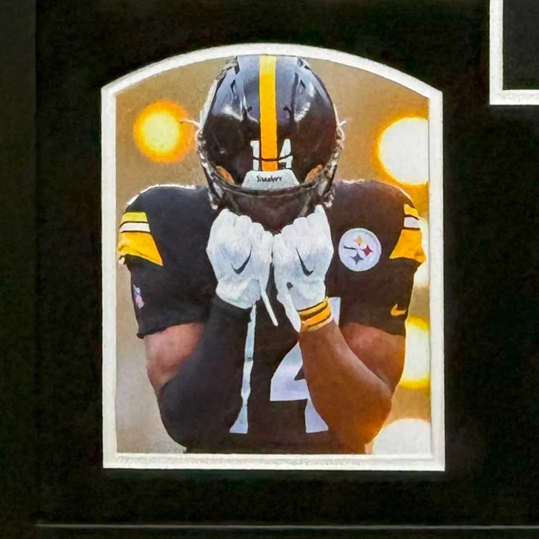 George Pickens Signed Pittsburgh Black Custom Suede Matte Framed Football Jersey (JSA)