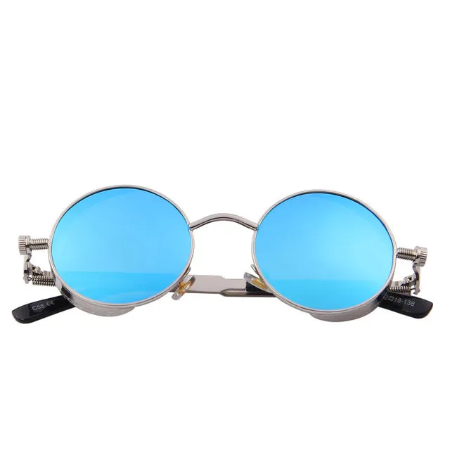Gothic Steampunk Mens Sunglasses Coating Mirrored Sunglasses Round Circle Sun glasses Retro Vintage Gafas Masculino Sol S'567