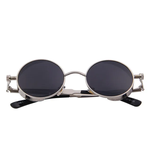 Gothic Steampunk Mens Sunglasses Coating Mirrored Sunglasses Round Circle Sun glasses Retro Vintage Gafas Masculino Sol S'567
