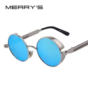 Gothic Steampunk Mens Sunglasses Coating Mirrored Sunglasses Round Circle Sun glasses Retro Vintage Gafas Masculino Sol S'567