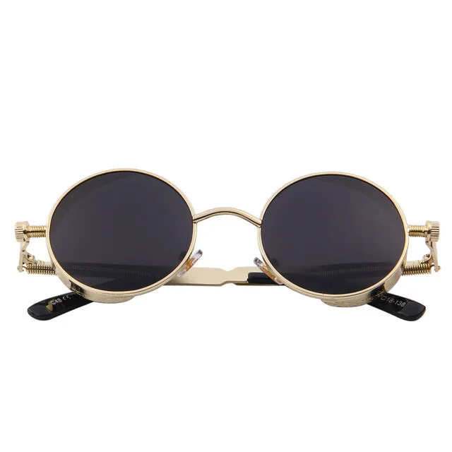 Gothic Steampunk Mens Sunglasses Coating Mirrored Sunglasses Round Circle Sun glasses Retro Vintage Gafas Masculino Sol S'567