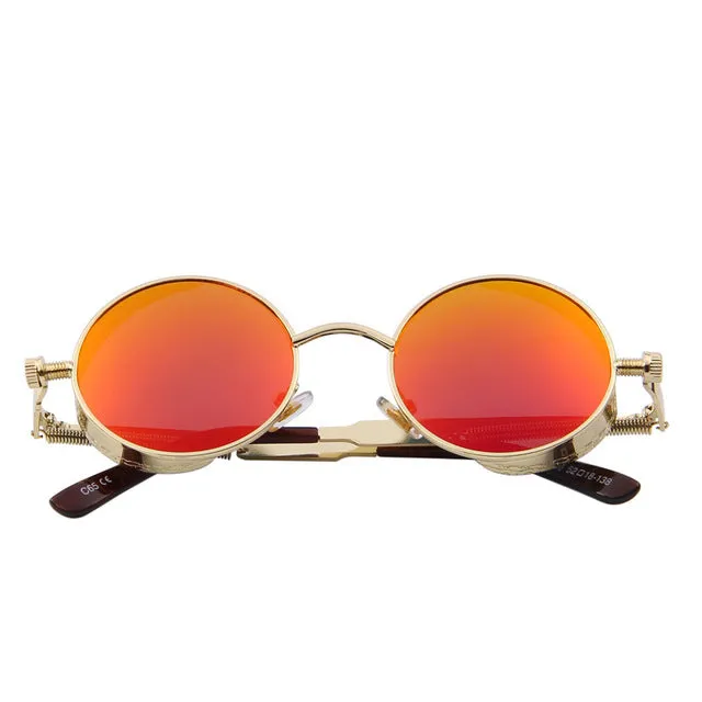 Gothic Steampunk Mens Sunglasses Coating Mirrored Sunglasses Round Circle Sun glasses Retro Vintage Gafas Masculino Sol S'567