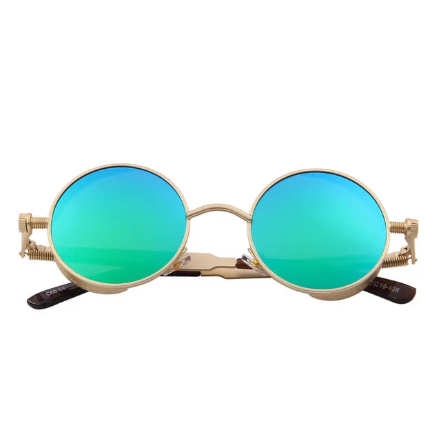 Gothic Steampunk Mens Sunglasses Coating Mirrored Sunglasses Round Circle Sun glasses Retro Vintage Gafas Masculino Sol S'567