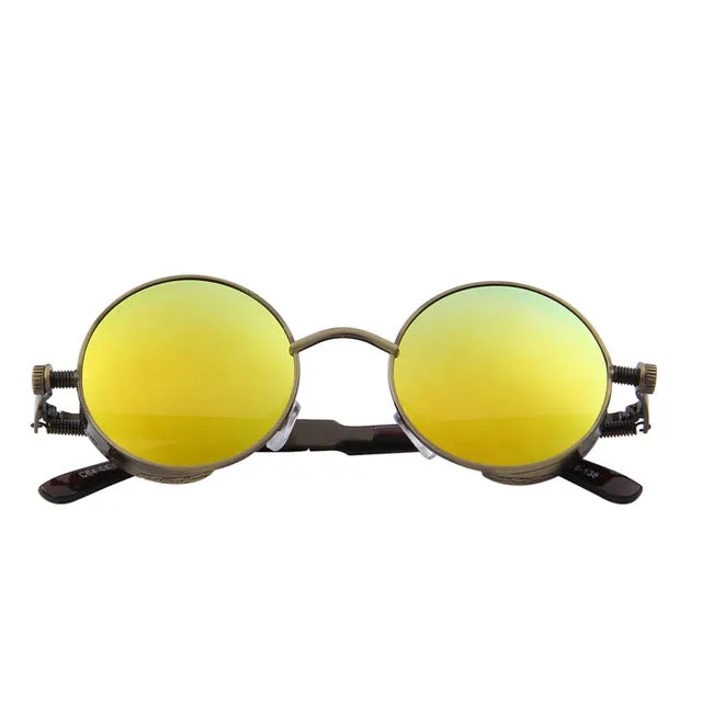 Gothic Steampunk Mens Sunglasses Coating Mirrored Sunglasses Round Circle Sun glasses Retro Vintage Gafas Masculino Sol S'567