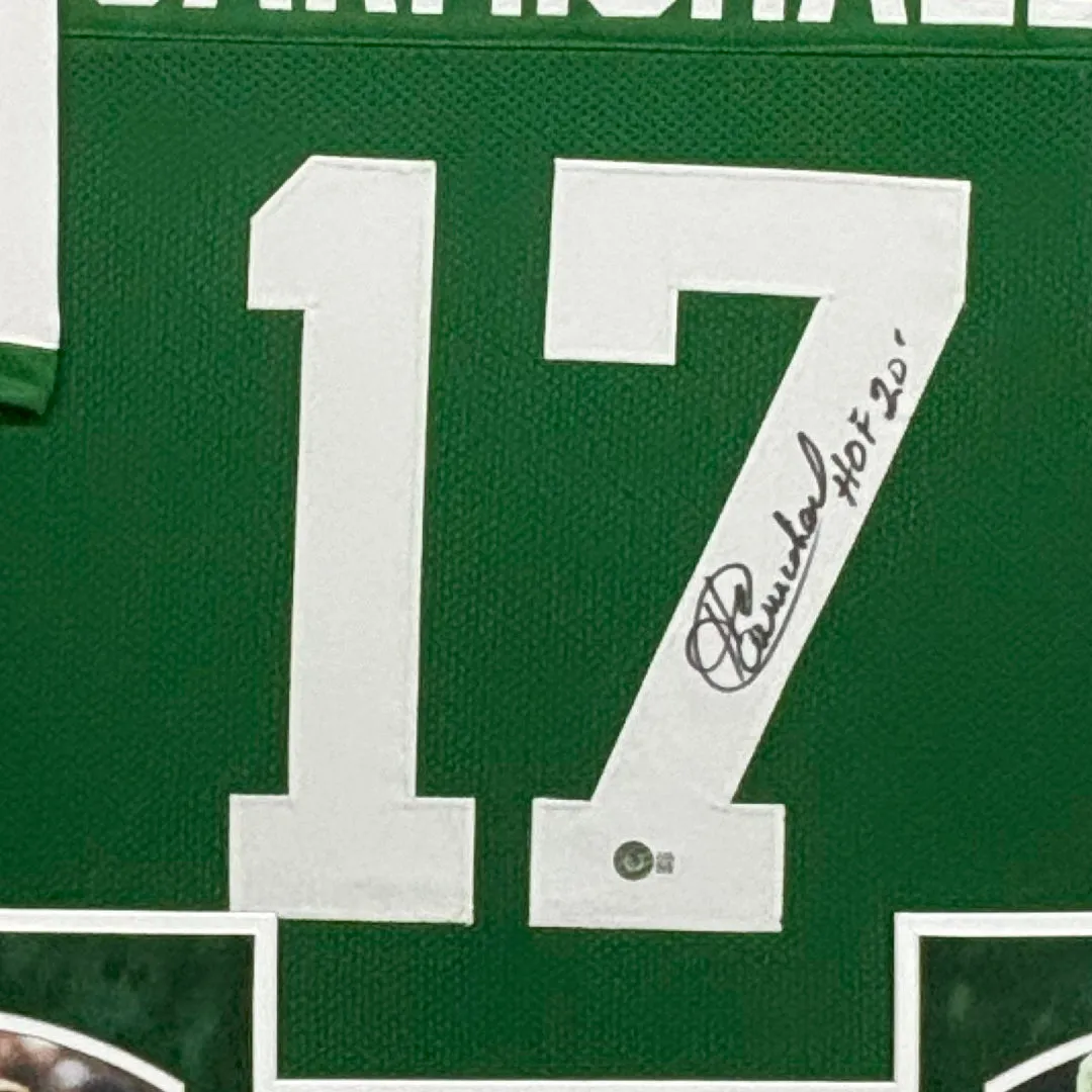Harold Carmichael Signed HOF 20 Philadelphia Green Custom Suede Matte Framed Football Jersey (Beckett)
