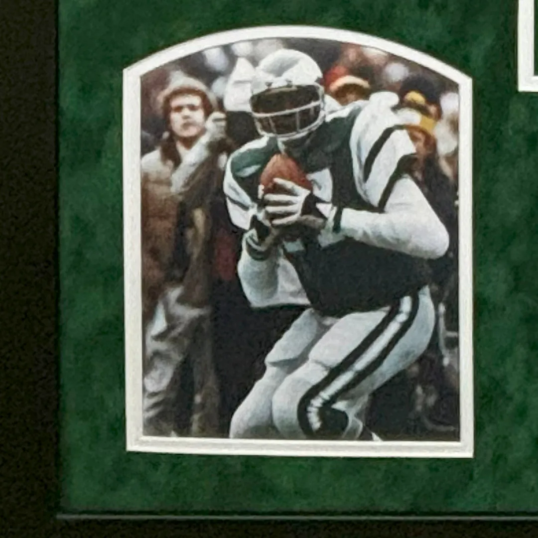 Harold Carmichael Signed HOF 20 Philadelphia Green Custom Suede Matte Framed Football Jersey (Beckett)