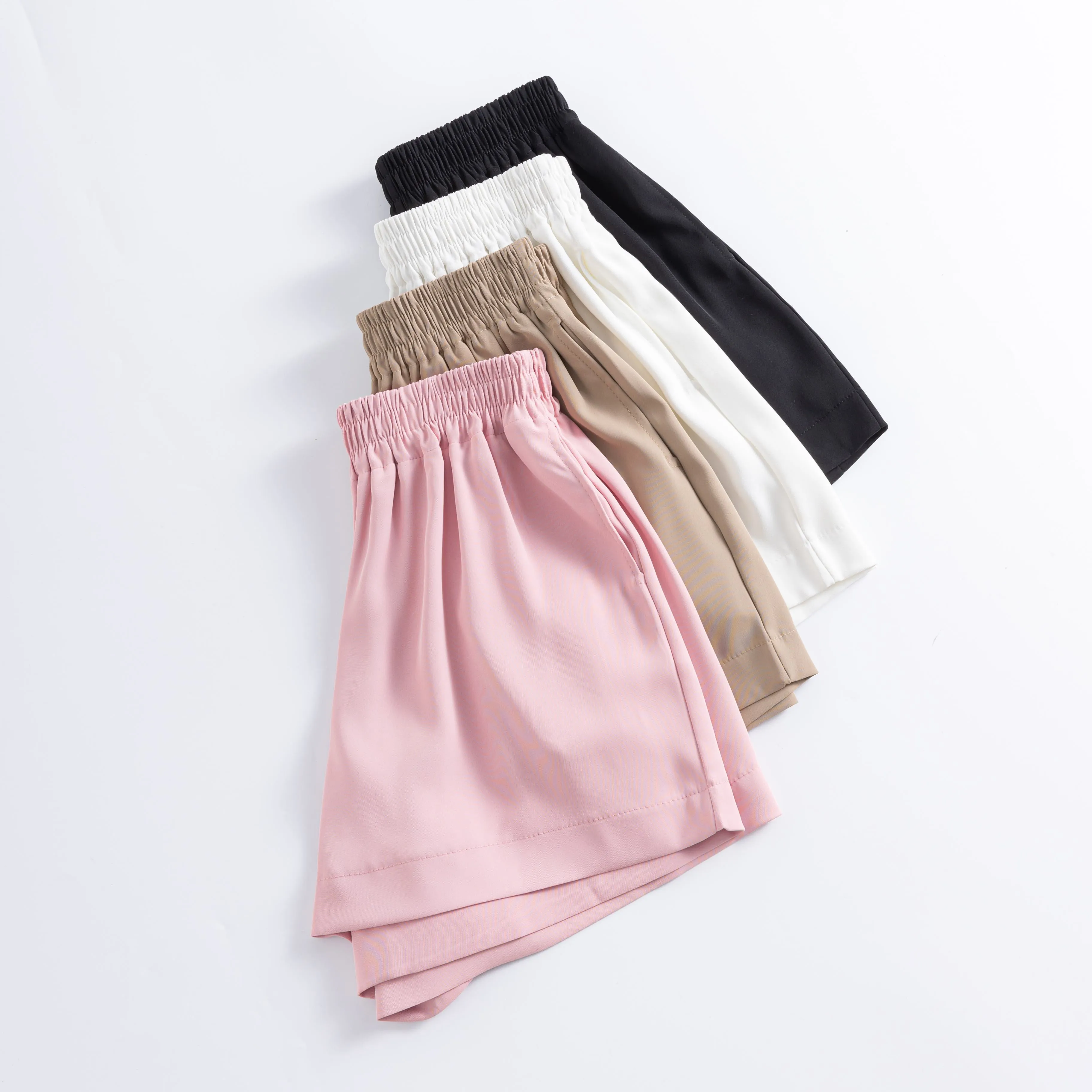 High-Waisted Draping Wide-Leg A-Line Loose-Fit Silky Shorts